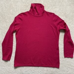 Joseph A Sweater Womens XL Red Pomegranate Ruched Turtleneck Lightweight NWT